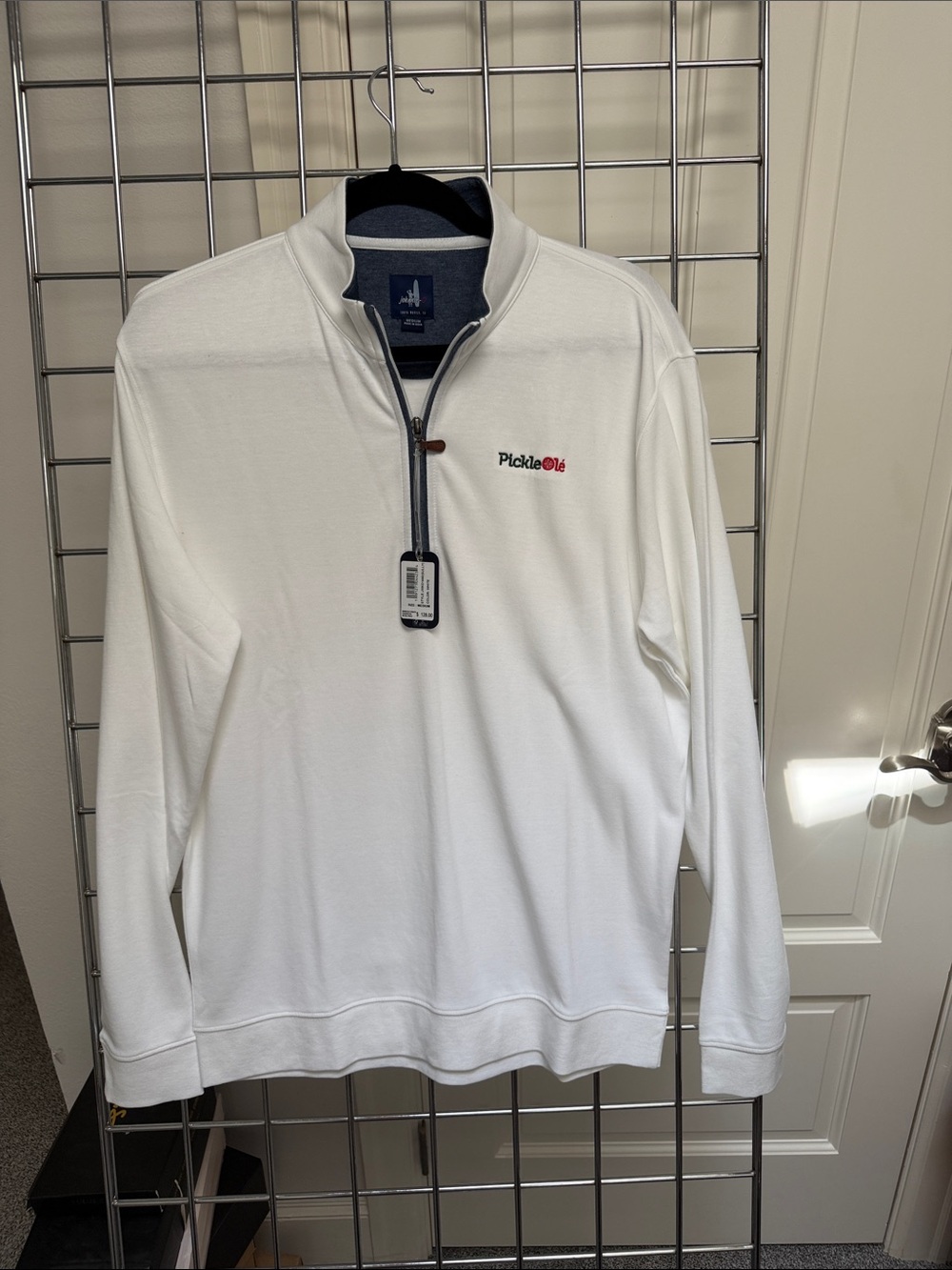 Men's White Jonnie O pickleball Quarter-Zip Long Sleeve Pullover